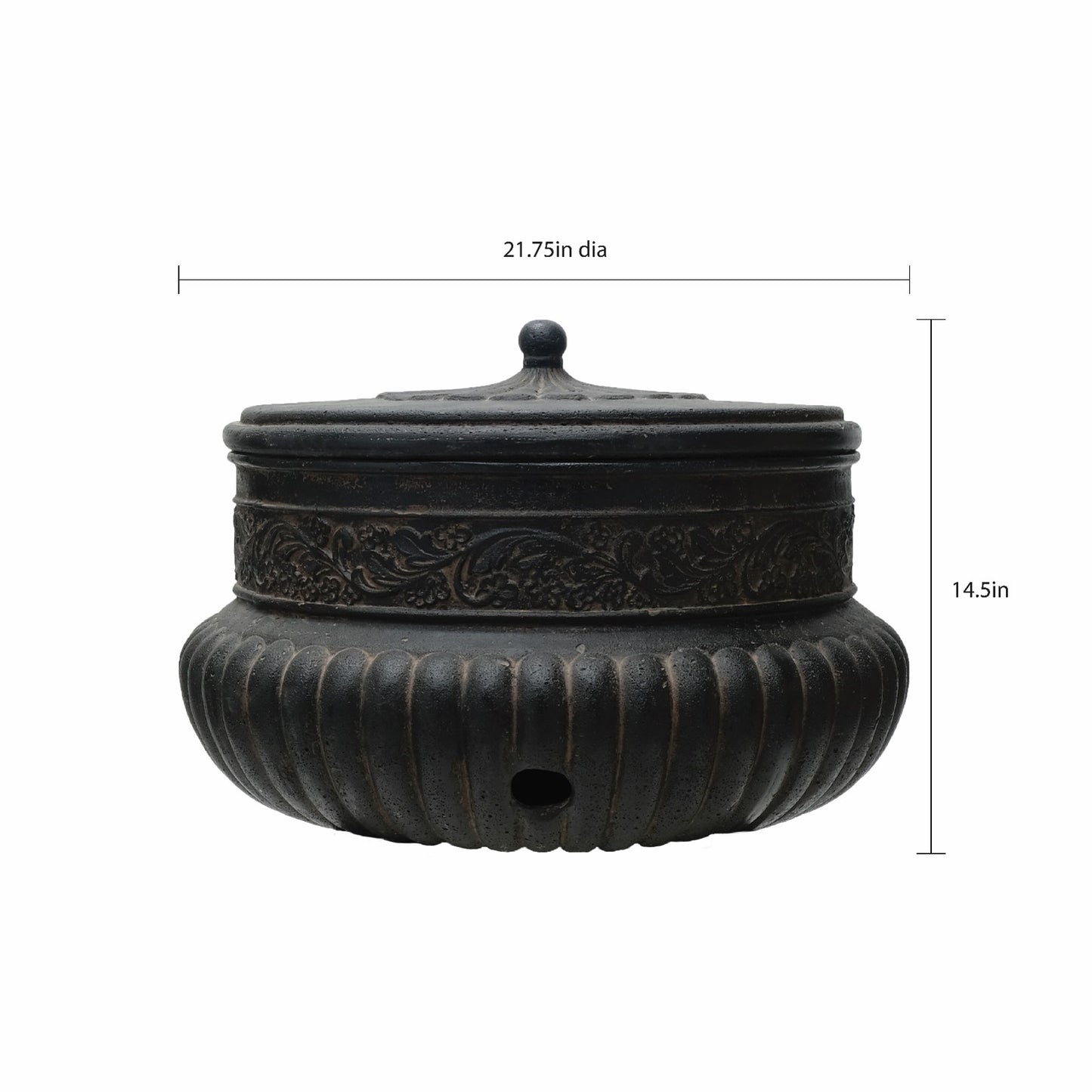 21.75 in. Dia Hose Pot in Aged Charcoal