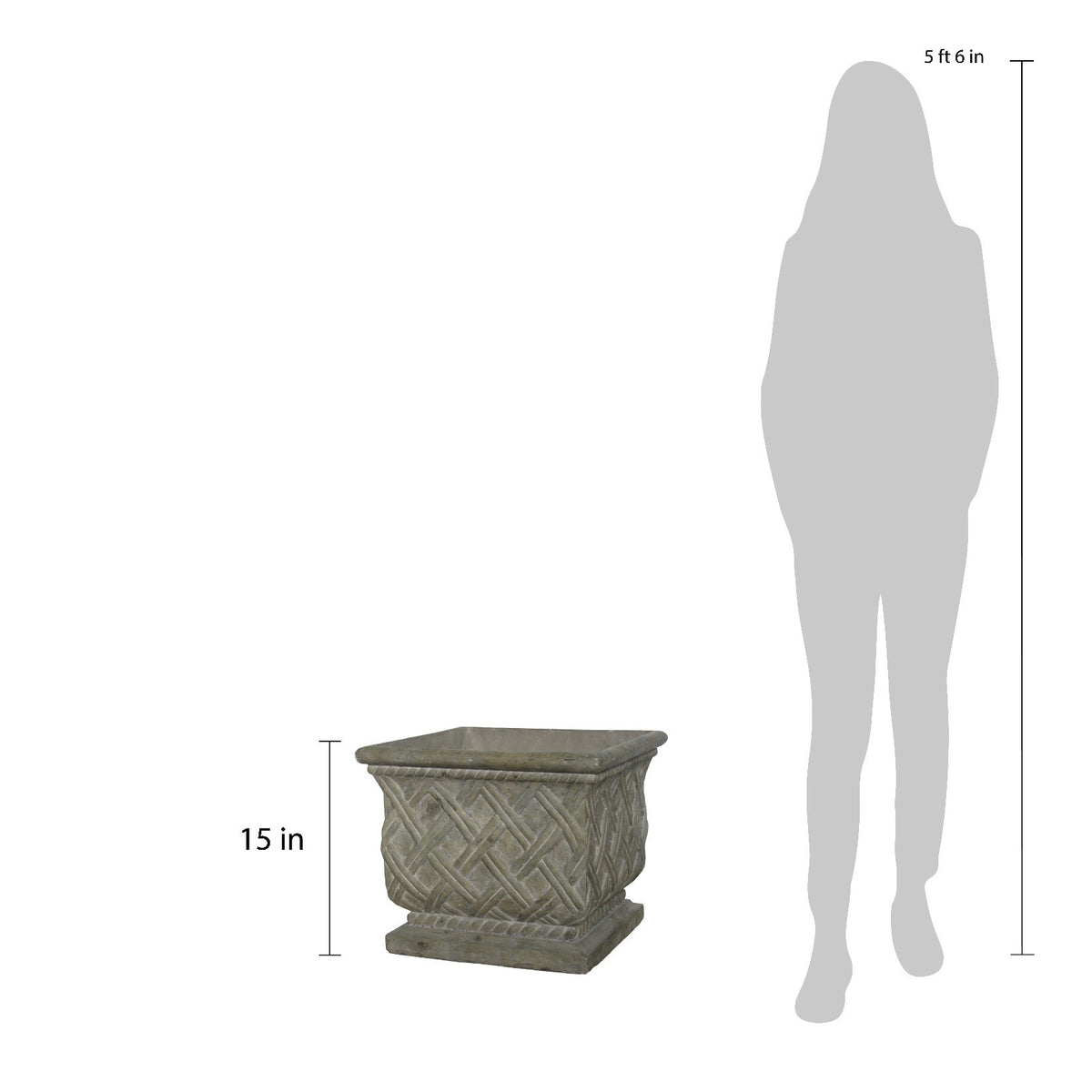 Transform Your Space with the Elegant 17 3/4 in. Square Lattice Planter in Aged Granite Finish