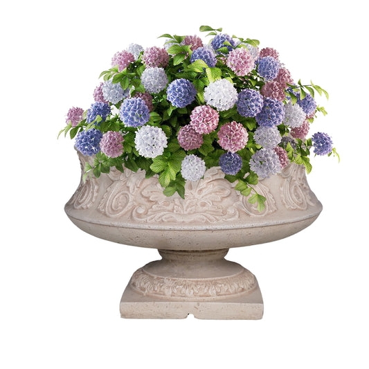 10.75in Ht. Cast Stone Ornate Low Urn