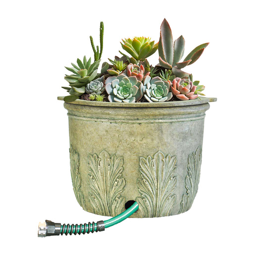24in Dia Cast Stone Hose Pot and Planter